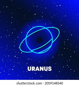 Uranus planet neon icon design. Space and planets and universe concept. Web elements in neon style icons. Realistic icon for websites, web design, mobile app, info graphics.