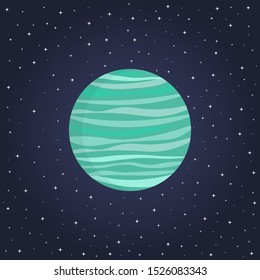 Uranus planet with orbit circle on black background. Isolated solar system sphere in space. Universe, cosmos and astronomy, outer space theme. Cosmic icon or sign. Planetarium