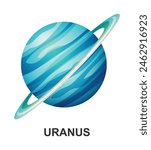 Uranus planet with ring. Vector illustration isolated on white background