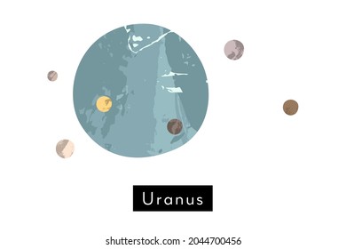 Uranus. Planet, Satellit, Sonnensystem. Himmelskörper, kosmisches Objekt. Astronomie, Astrophysik. Vektorgrafik-Cartografik