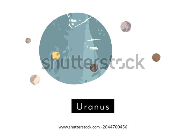 Uranus. Planet, satellite, solar system.\
Celestial body, cosmic object. Astronomy, astrophysics. Vector flat\
cartoon illustration