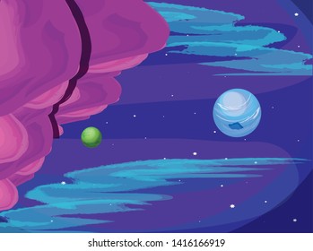 uranus planet scene space vector ilustration