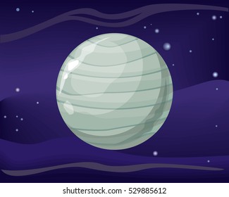 Uranus planet. Seventh planet from Sun. It has third largest planetary radius and fourth planetary mass in Solar System. Outer space, galaxy and earth. Astronomy science aspect. Universe. Vector