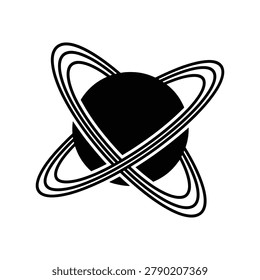 Uranus Planet Silhouette Icon for Planetary Astronomy Education