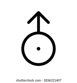 Símbolo del planeta Urano. Señal del vector. Calendario astrológico. Horóscopo Zodiacal blanco y negro. Ilustración de esquema. Jyotisha. Hinduismo, astrología india o védica