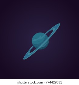 Uranus planet vector cartoon illustration. space background