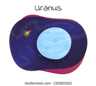 Uranus planet vector illustration with starry space in the background