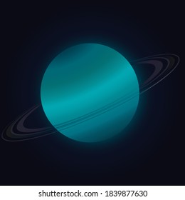 Uranus with rings. The seventh planet of the solar system. Vector illustration