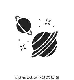 Uranus and Saturn color line icon. Pictogram for web page, mobile app, promo.