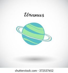 Uranus sketch. Hand-drawn cartoon planets - Solar system. Doodle drawing. Vector illustration. 