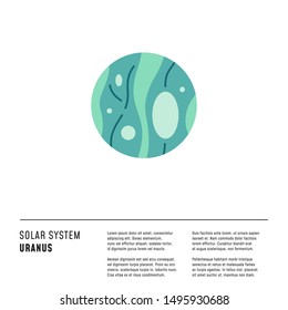 Uranus. Solar System vector isolated element. Colorful Illustration in flat style. Design layout with place for text. Web and print design composition.