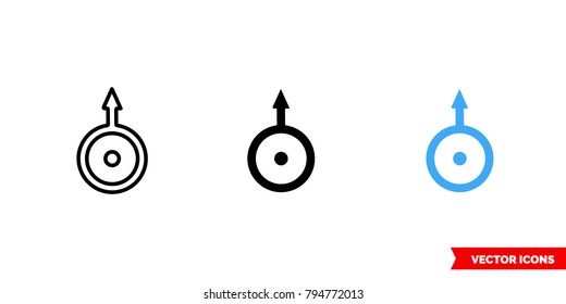 Uranus symbol icon of 3 types: color, black and white, outline. Isolated vector sign symbol.