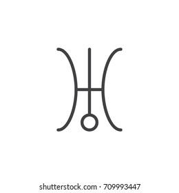 Uranus symbol line icon, outline vector sign, linear style pictogram isolated on white. Astrology symbol, logo illustration. Editable stroke.