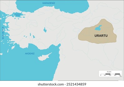 Mapa de la antigua región del estado de Urartians, estado de Anatolia de Urartians, colonias en la antigüedad