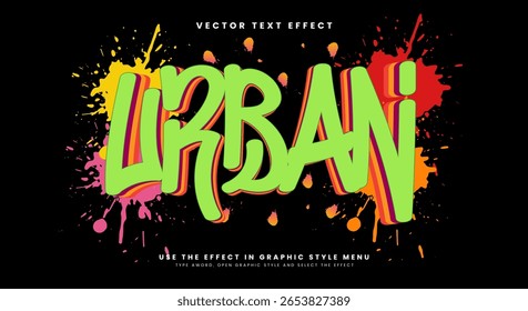 Urban 3d Editable Text Effect template Suitable for Graffiti Style