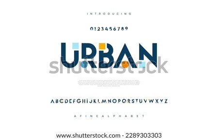 Urban abstract digital technology logo font alphabet. Minimal modern urban fonts for logo, brand etc. Typography typeface uppercase lowercase and number. vector illustration