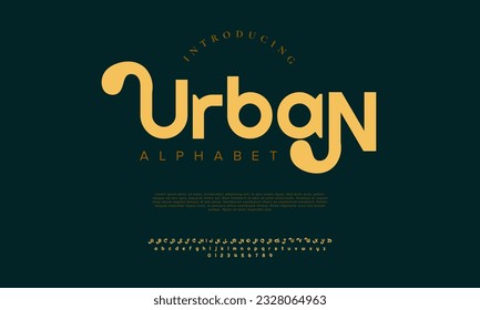 Urban abstract fashion wedding logo font alphabet. Minimal modern urban fonts for logo, brand etc. Typography typeface uppercase lowercase and number. vector illustration