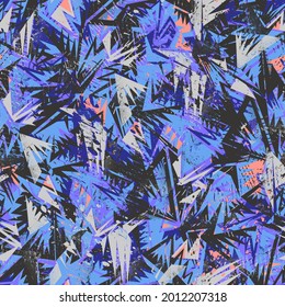 Urban abstract seamless pattern with curved geometry elements and spots