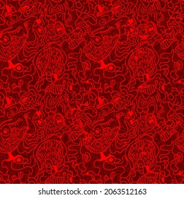 Urban abstract seamless pattern with curved geometry elements