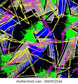 Urban abstract seamless pattern with curved geometry elements
