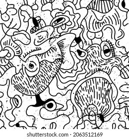 Urban abstract seamless pattern with curved geometry elements