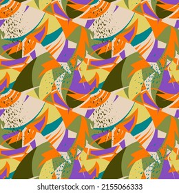 Patrón abstracto urbano sin soldadura con elementos geométricos curvos, puntos para deporte textil, textura, prendas de vestir