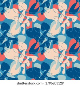 Urban abstract seamless pattern with wave shapes