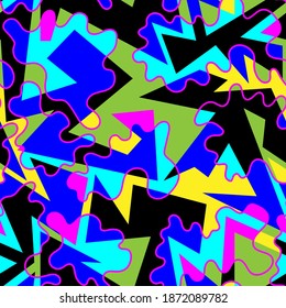 Patrón abstracto urbano sin fisuras con elementos coloridos curvados