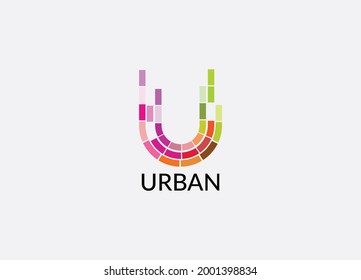 Urban Abstract u letter modern lettermarks logo design