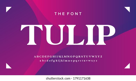 Urban alphabet, minimal font. exclusive trend with violet background. Vector illustration.
