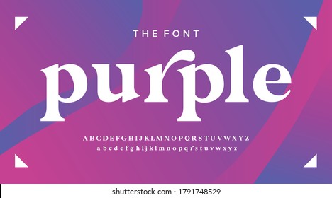 Urban alphabet, minimal font. exclusive trend with purple background. Vector illustration.