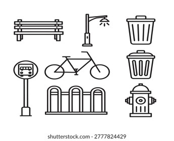 urban amenities flat design vector illustration