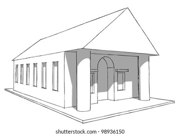 urban architectural sketch drawing