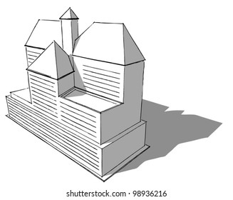 urban architectural sketch drawing