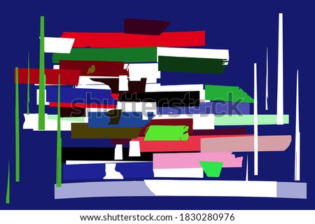 Urban architecture abstraction, cubism, contemporary art. Avant-garde, Geometric, modern trendy vector illustrations