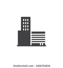 Urban architecture building vector icon. filled flat sign for mobile concept and web design. Apartment house building glyph icon. Symbol, logo illustration. Vector graphics