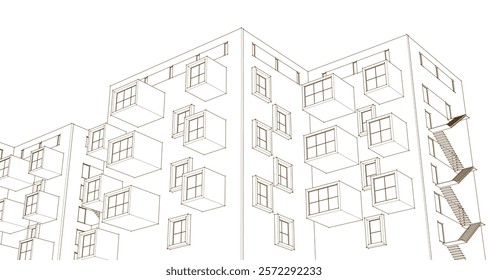 urban architecture with consoles 3d illustration