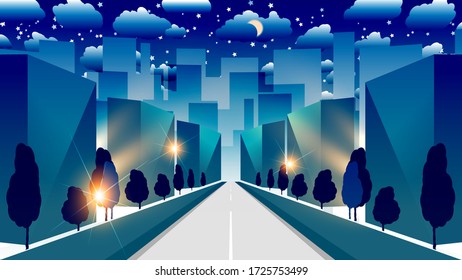 urban area under the night sky. urban landscape. vector