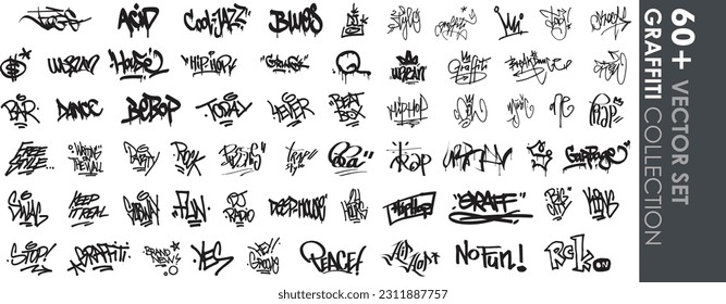 urban art vector set wall graffiti vector