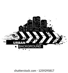 Urban background. Abstract silhouette of the city skyscrapers. Grunge design. 