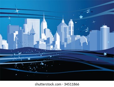 Urban background. All elements and textures are individual objects. Vector illustration scale to any size.