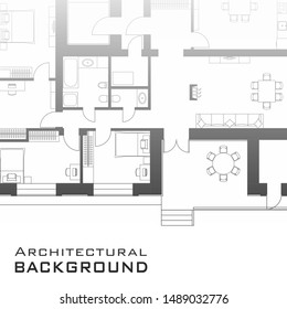 Urban background. Part of architectural project, architectural plan of a residential building. Black and white vector illustration EPS10