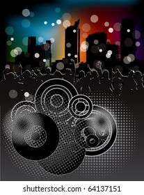 Urban background with party people