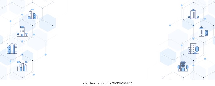 Urban Banner Vector Illustration with Two-sided Icon Style. Line Duotone icon. Containing. buildings, building, city, construction, skyscraper.
