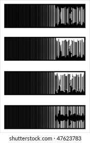 urban bar code banners,Isolated over white background and groups, vector illustration