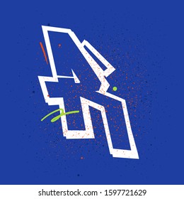 Urban based graffiti letter on blue background