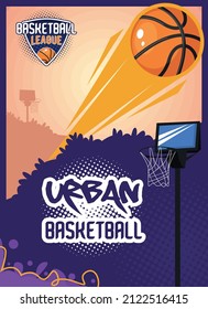 urban basketball lettering and ball poster