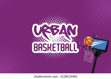 urban basketball lettering with point poster