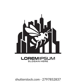 Urban Beekeeping Logo portrays a buzzing bee flying over an urban cityscape, representing sustainable apiculture within metropolitan environments. This professional and iconic design is perfect for urban agricultural initiatives, eco-friendly city planning projects, or local honey brands that want to highlight their contribution to biodiversity and healthy urban ecosystems through modern beekeeping.
