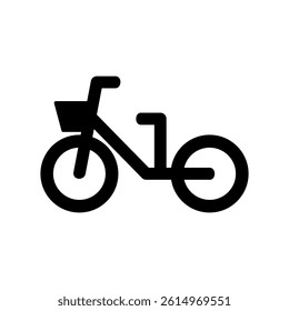 Urban bike or cargo bike with basket, simple flat style, illustration, logo sign symbol pictogram template, for ui or ux isolated on white for mobile app, editable